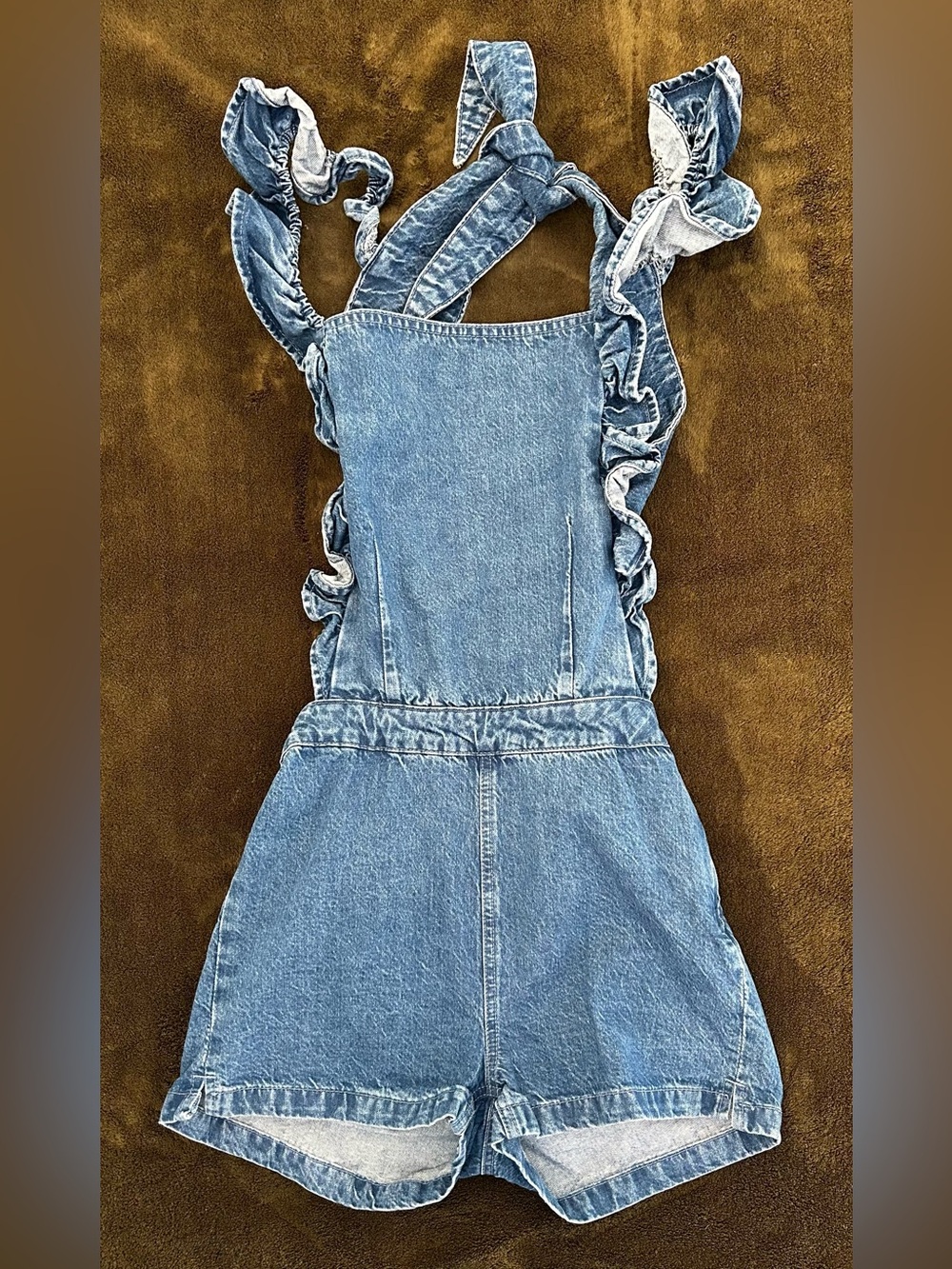 Topshop Denim Open Back Romper